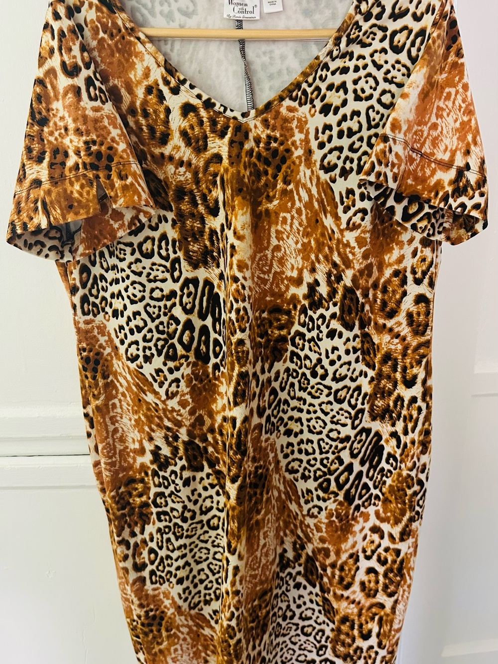 Women with Control Brown and Cream Leopard Print Midi Dress Size L